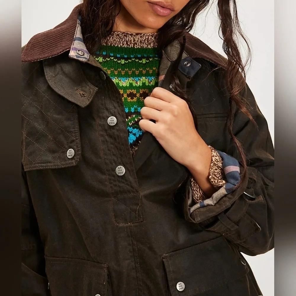 We The Free Headliner Wax Pullover, Color Olive, Large, Retail $398.00 USD - Picture 6 of 16